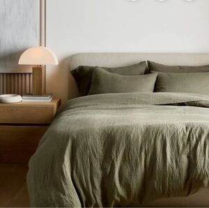 Quince European Linen Duvet Cover Set In SAGE King / Cal King NEW